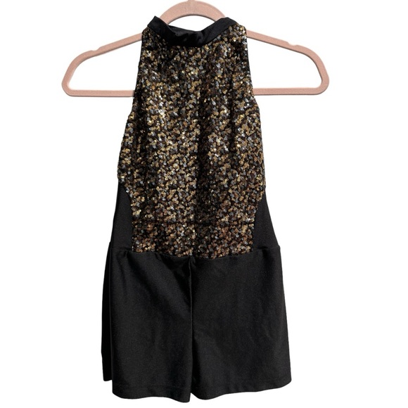 Revolution Dancewear Girl's Destiny Metallic Leotard Dance Costume Black Sz. XLC - Picture 1 of 5